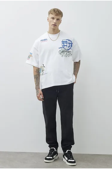 Black Regular Fit Cuffed Joggers