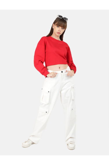 Women High Rise Relaxed Fit Cargo Jeans