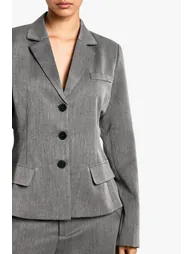 Cinched Waist Tailored Blazer - grey marl - 3