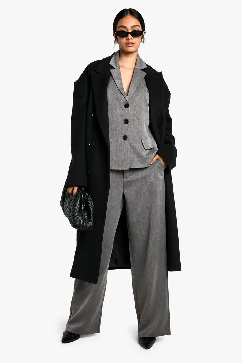 Cinched Waist Tailored Blazer - grey marl - 2