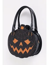 Jack-o'-Lantern PU Handbag in Black - 3