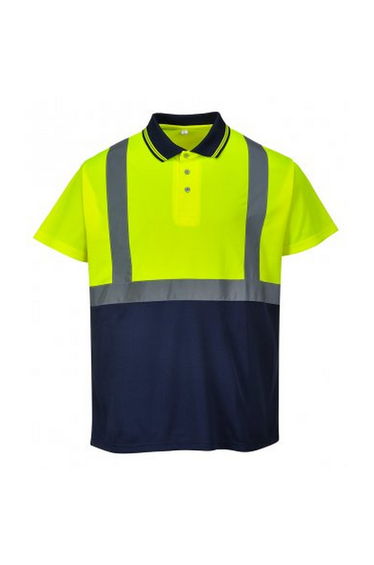 Portwest Mens Hi-Vis Two Tone Polo Shirt - Yellow/Navy