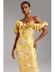 Merrit Off-the-Shoulder Jacquard Midi Dress - 1