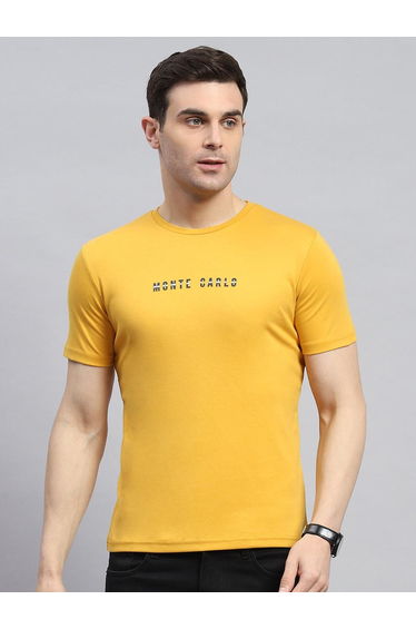 Logo Text Print Round Neck Regular Fit T-Shirt