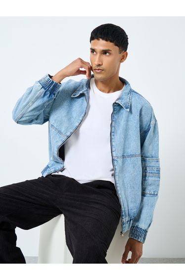 Men Acid Wash Denim Jacket