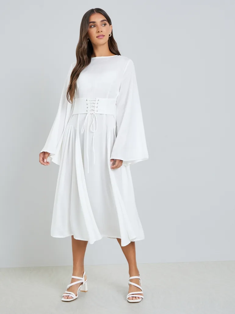 women's a line white dress Ceci Dress - White