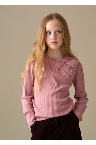 Lizzy Corsage Rib Ls Top