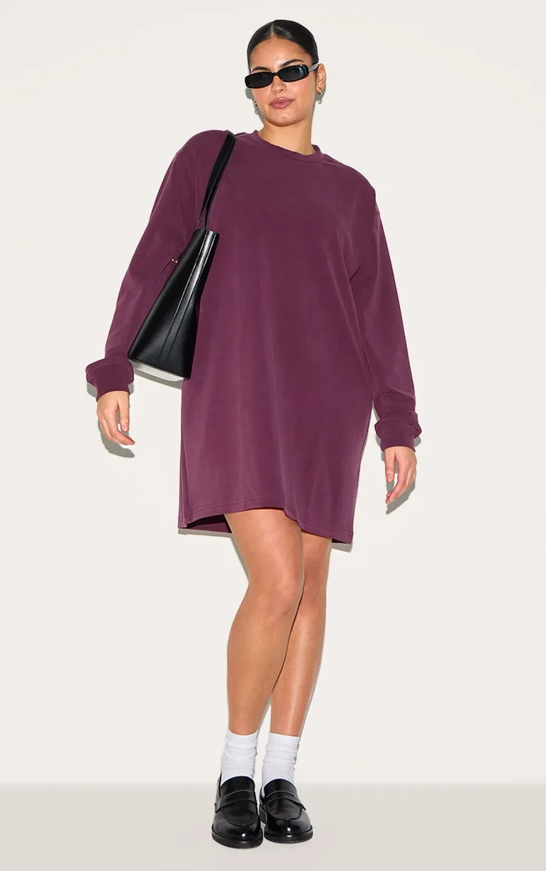 Plus Burgundy Modal Long Sleeve Sweater Dress