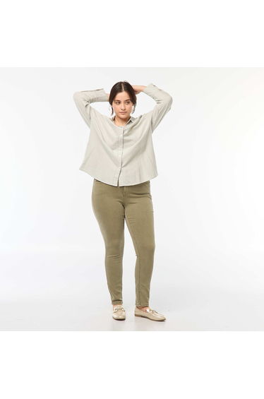 High-rise skinny trousers GREEN
