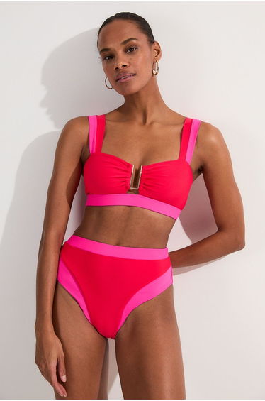 Contrast Trim High Cut Bikini Bottom