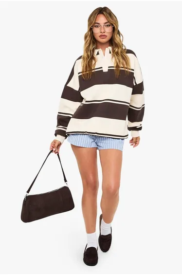 Stripe Rugby Sweatshirt - cream
