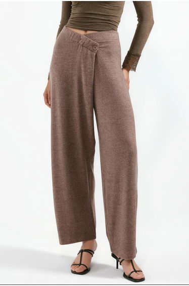 BUSEM High-Waist Wide-Leg Crepe Trousers