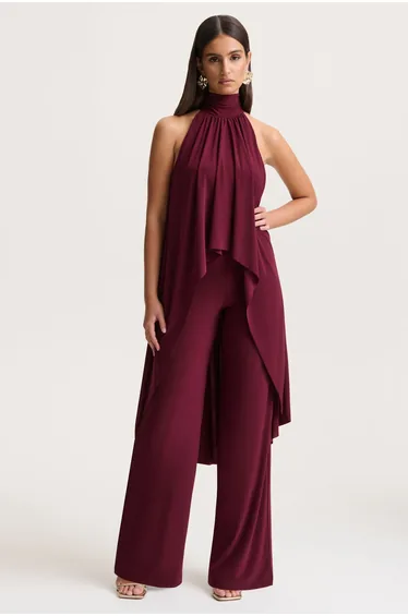 Jadzia | Burgundy Halter-Neck Jumpsuit