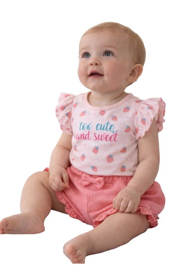 Baby Girls Ruffle Sleeve Printed T-Shirt and Shorts Set