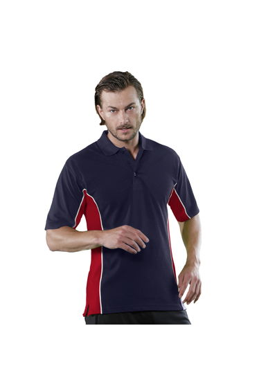 Gamegear Mens Track Pique Short Sleeve Polo Shirt Top - Navy/Red/White