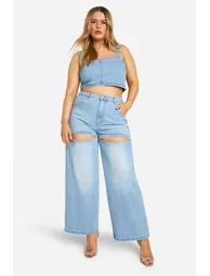 Plus Diamante Trim Denim Top