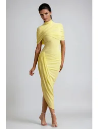 Dominika Asymmetric Bodycon Shawl Midi Dress