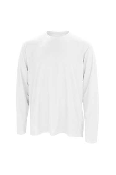 Spiro Mens Sports Quick-Dry Long Sleeve Performance T-Shirt - White