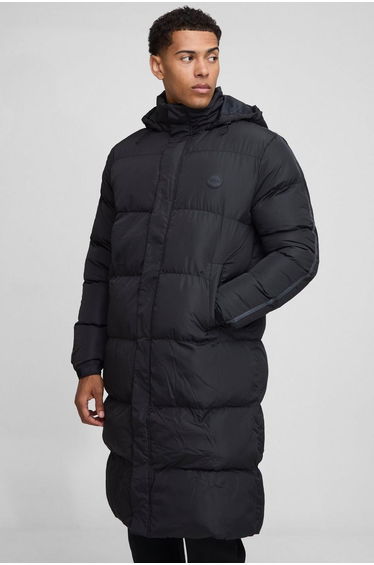 MAN Regular Fit Panelled Longline Puffer Jacket - black
