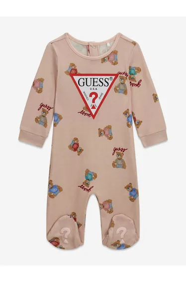 Guess Baby Girls Teddy Bear Logo Babygrow in Pink