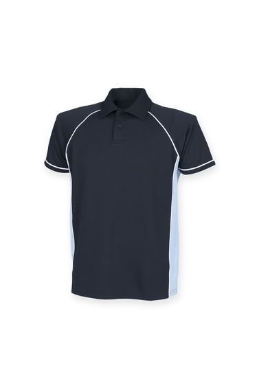 Finden & Hales Mens Piped Performance Sports Polo Shirt - Navy/Sky/White