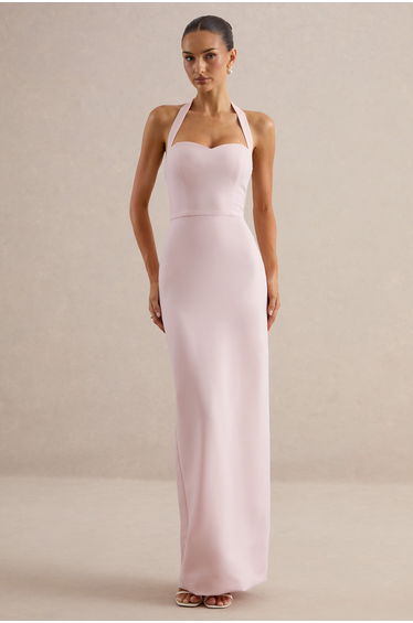 Heloira | Light Pink Sweetheart-Neck Maxi Dress