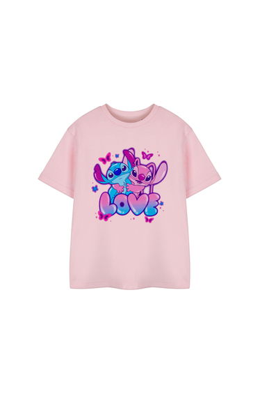 Lilo & Stitch Girls Love Short-Sleeved T-Shirt - Pink