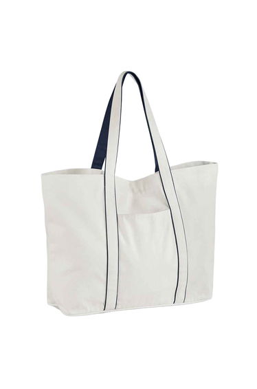 Westford Mill Large Tote Bag - Soft White/French Navy