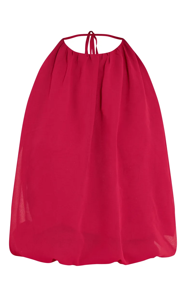 Petite Deep Red Chiffon Halterneck Open Back Trim Detail Bodycon Ruched  Dress Prettylittlething Red : Dresses : VogaCloset Kazakhstan