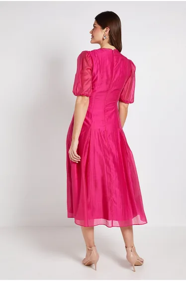 Tencel Pintuck Detail Midi Dress