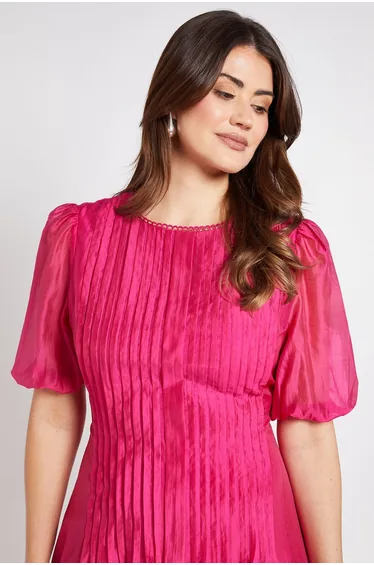 Tencel Pintuck Detail Midi Dress