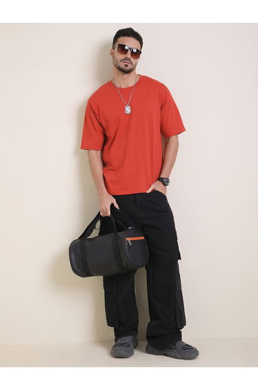 Men Oversized Crew Neck Printed T-Shirt