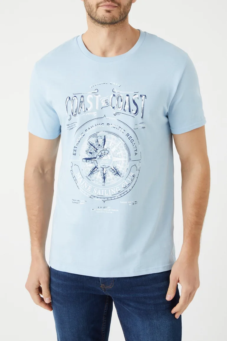 Coast To Coast Printed Tee - light blue