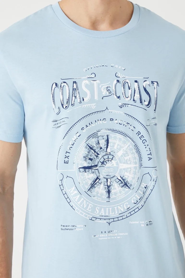 Coast To Coast Printed Tee - light blue - 1