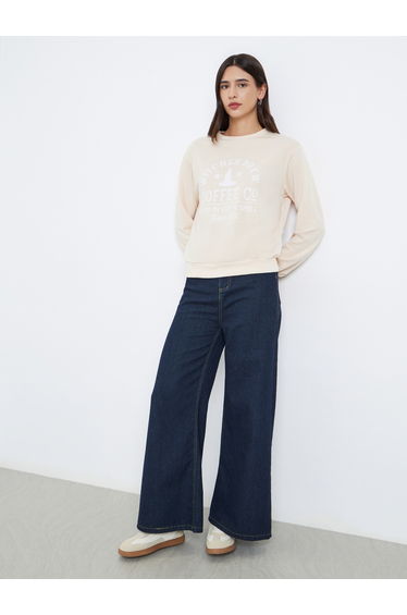 Beige Graphic Print Long Sleeve T-Shirt