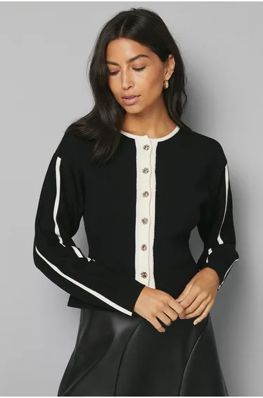 Contrast Knitted Jacket