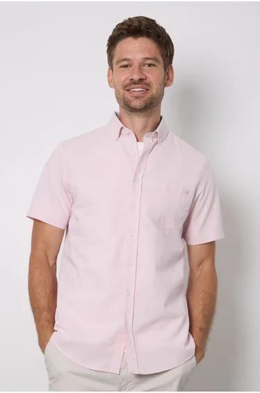 Pink Textured Short Sleeve Shirt