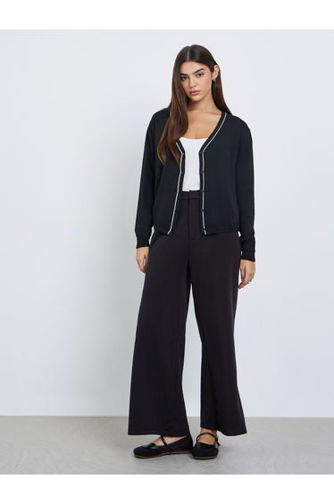 Black Buttoned Cardigan Sweater