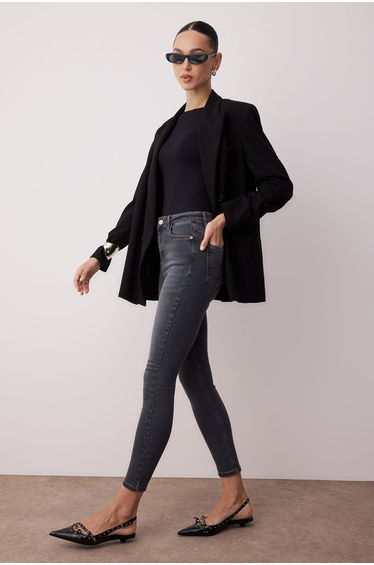 Grey High Waist Skinny Jeans