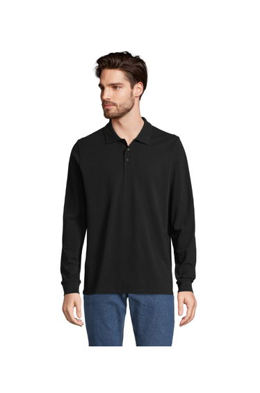 SOLS Mens Winter II Long Sleeve Pique Cotton Polo Shirt - Black