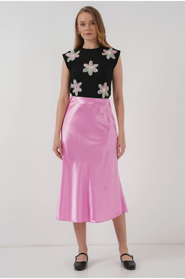 15806 Satin Skirt - Pink