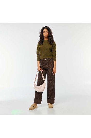 Soft knit cropped sweater KHAKI