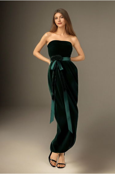Elissa Green Strapless Column Maxi Dress