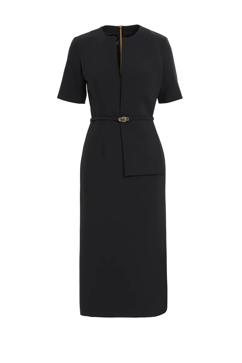 Shop Short Sleeve V-Neck Long Black Evening Dress Online in Oman