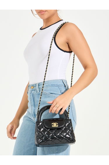 Quilted Handbag with Turn Lock