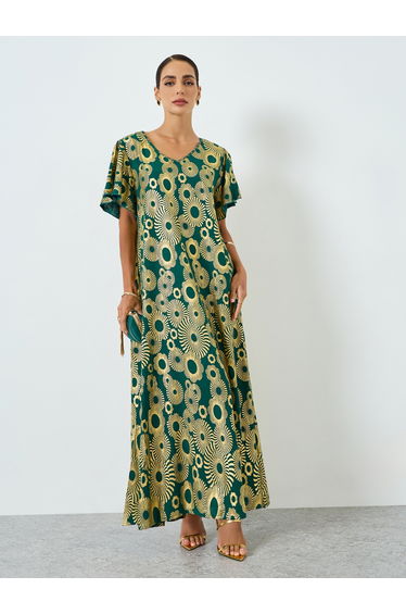 Women Graphic Printed Short Sleeve Jalabiya