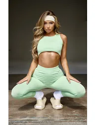 Aqua Structured Contour Sleeveless Rib Crop Top - 2