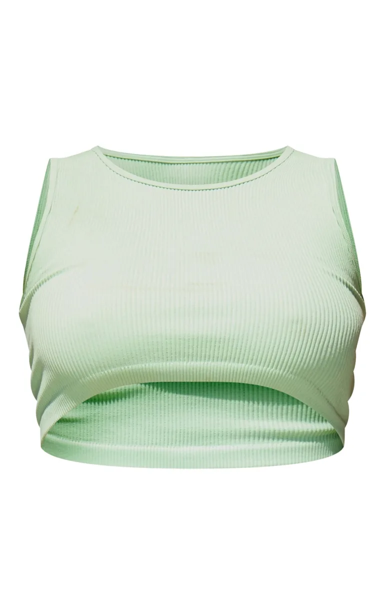 Aqua Structured Contour Sleeveless Rib Crop Top - 4