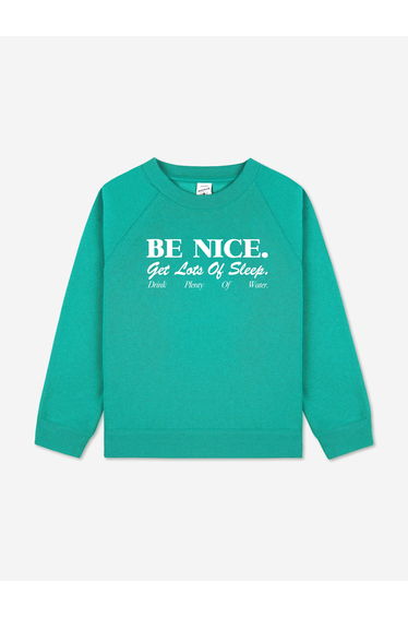 Sporty & Rich Kids Be Nice Crewneck Sweatshirt in Green