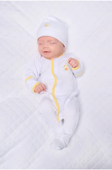 Baby Rubber Ducky Embroidered Hat in White